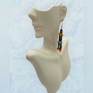 3/$18 Vibrant Multicolor Beaded Flower Handmade Retro Dangle Earrings